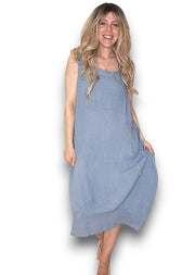 Helga May Plain Linen Maxi Tank Dress L / XL