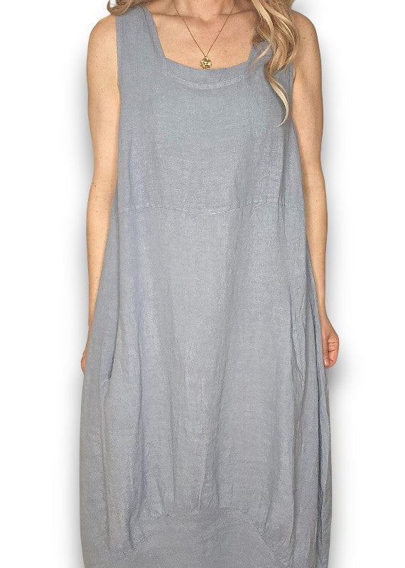 Helga May Plain Linen Maxi Tank Dress L / XL