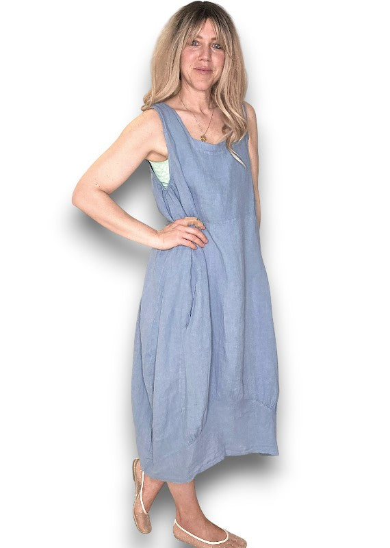 Helga May Plain Linen Maxi Tank Dress L / XL