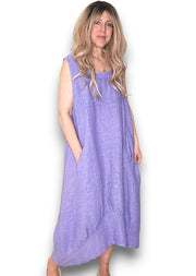 Helga May Plain Linen Maxi Tank Dress L / XL