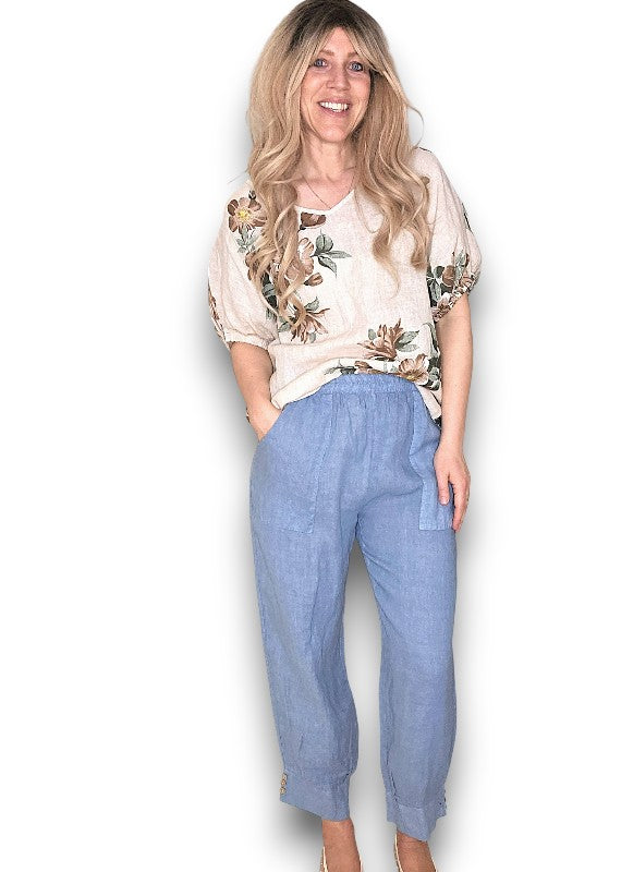 Helga May Mini Button Linen Pants