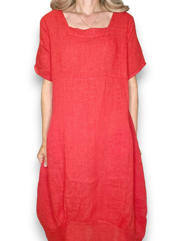 Helga May Linen Red Mid Sleeve Maxi Dress Florence Boutique NZ Helga May Linen Red Mid Sleeve Maxi Dress Florence Boutique NZ