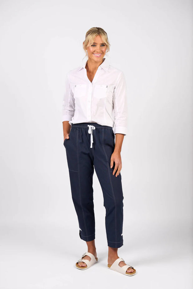 Vassalli Relaxed Leg Ankle Grazer Pant with Contrast Trim 5040