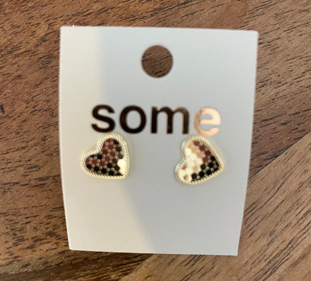 Some Gold Glitter Heart Earrings 233
