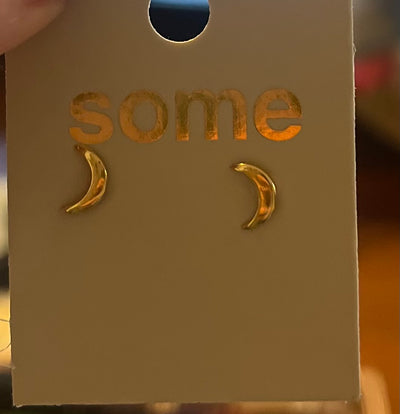 Some Gold Plated Moon Stud Earrings 922