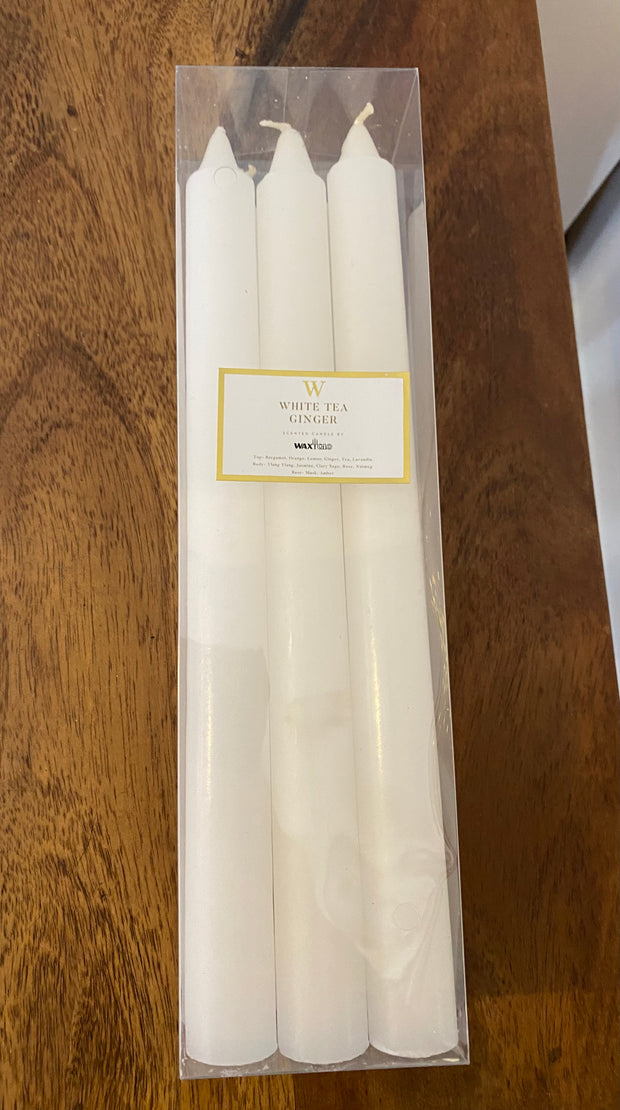 W 6 Pack Scented Straight Sided Dinner Candles 250mm