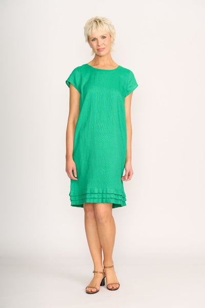 Foil Linen Pleat Dreams Dress in Green TP14026