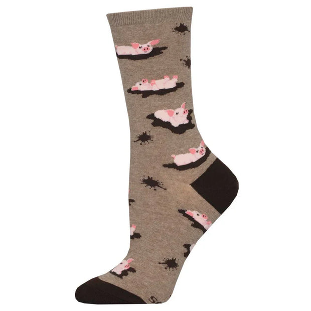 Socksmith Women's Crew Socks Pig Out - Brown Heather 2805