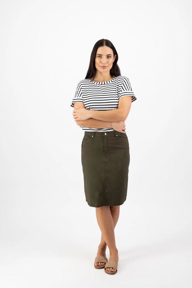 Vassalli 372AVP  - Poplin Skirt with Back Vent