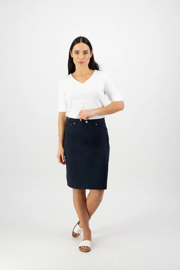 Vassalli 372AVP  - Poplin Skirt with Back Vent