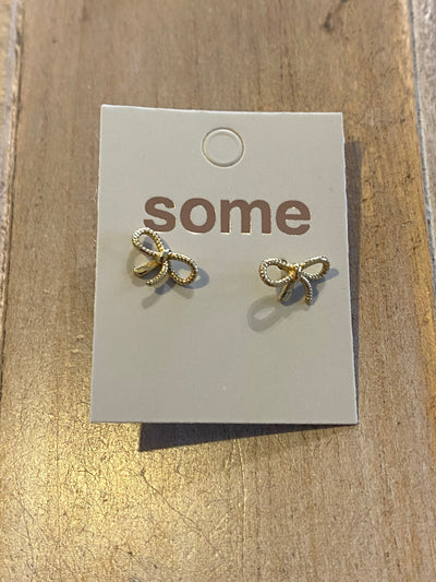 Some Gold Plated Rope Bow Stud Earrings 934