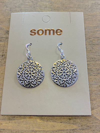 Some Sterling Silver Flower Disc Earrings 517