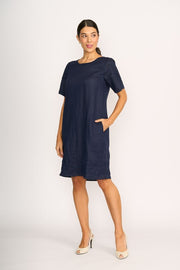 Foil Linen Crowd Pleaser Dress in Midnight TP14650