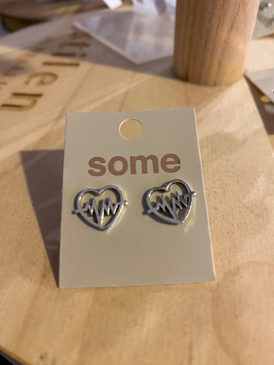 Some Sterling Silver ECG Heart Earrings 697