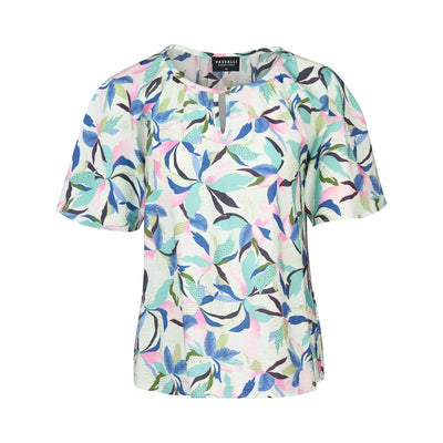 Vassalli Soleil Printed Floaty Sleeve Top with Front Keyhole 4490P