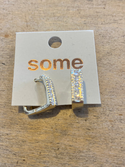 Some Gold Coloured Square Diamante Hoop Earrings 343