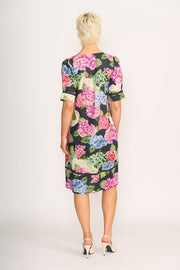 Foil Trim Time Hydrangea Linen Dress TP14557