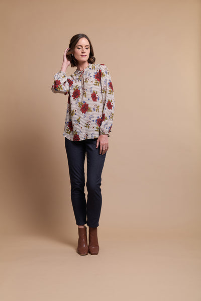 Preen Ruffle Neck Blouse in Vintage Mosaic TP13708