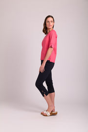 Esplanade Mercerised Cotton V Neck Elbow Sleeve Tee TP14166