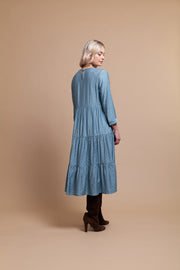 OH Three Tiered Dress with Cuff Sleeve Turquoise  TP12723