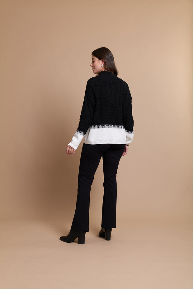 OH Three Cable Knit Jumper with Contrast Hem TP13561