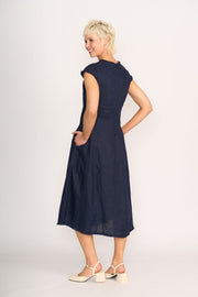 Foil Linen Festival Event Dress in Midnight TP14653