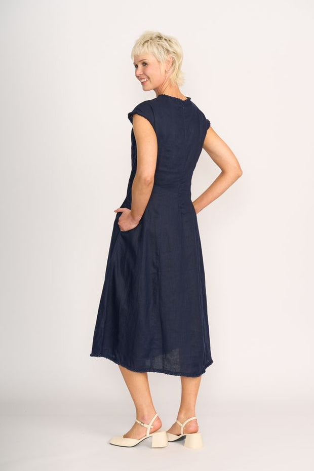 Foil Linen Festival Event Dress in Midnight TP14653