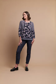 Memo Starlight Blooms Relaxed Top with Balloon Sleeve TP13541