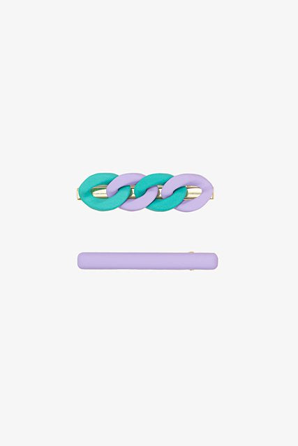 Antler Chain Link Clip Set | Lilac & Teal