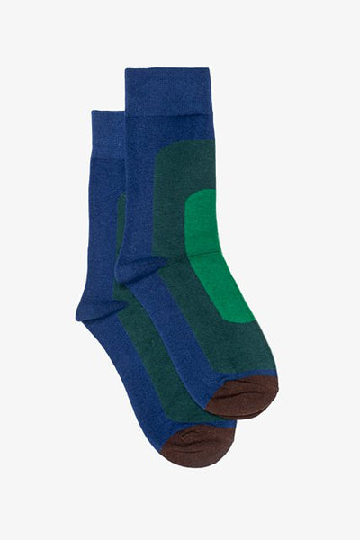 Antler Unisex Green Blue Panel Socks