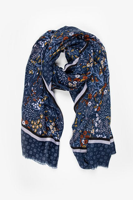Antler Navy Floral Scarf
