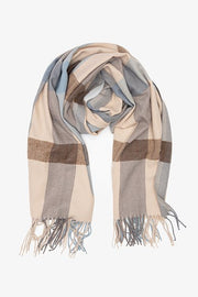 Antler Check Scarf | Taupe & Soft Blues CTS
