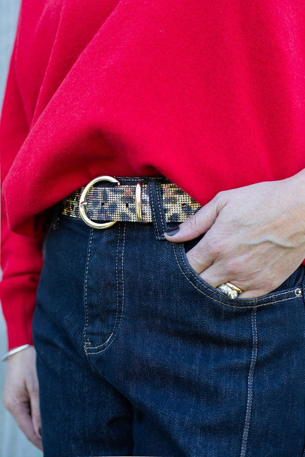 Antler Leopard Rhinestone Belt LRB