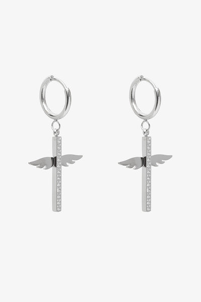 Antler Winged Elegance Earrings Silver