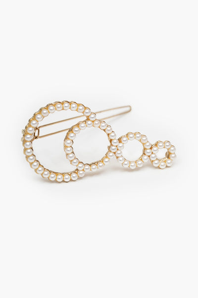 Antler Pearl Circle Barrette Clip