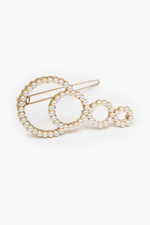 Antler Pearl Circle Barrette Clip