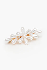 Antler Pearl Flower Barrette Clip