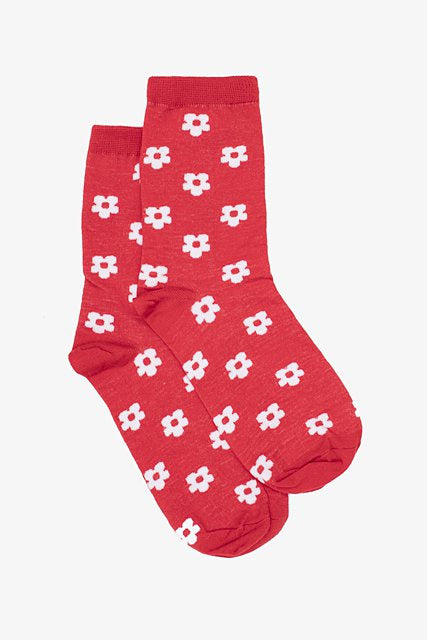 Antler Red Flower Socks