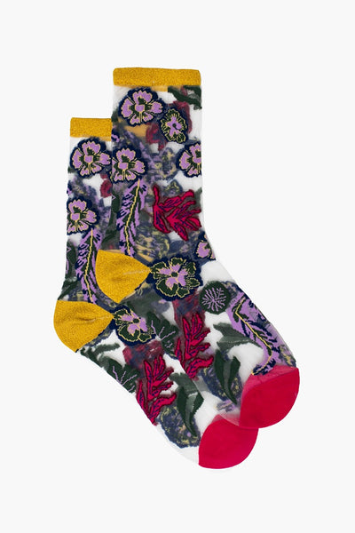 Antler Floral Vines Sheer Socks