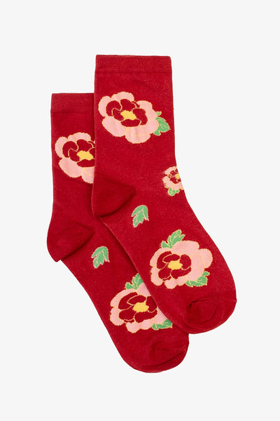 Antler Red Hybrid Rose Socks