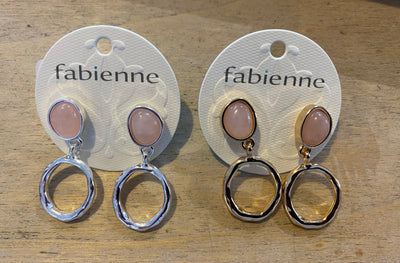 Fabienne Semi Precious Hammer Circle Post Earrings 2417