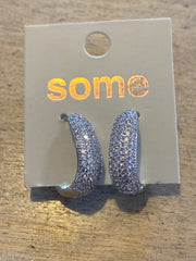 Some Silver Coloured Diamante Oval Hoop Earrings 340