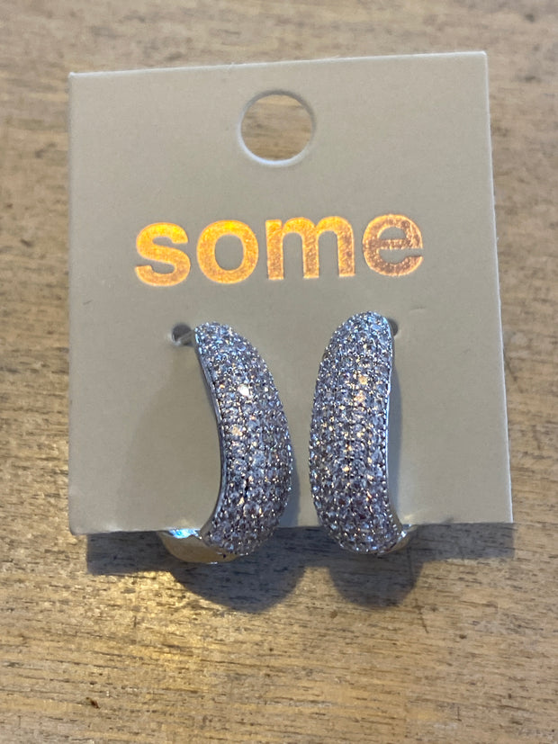 Some Silver Coloured Diamante Oval Hoop Earrings 340