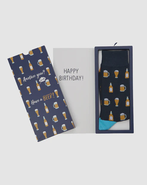 Bamboozled Mens beer bamboo sock card Happy Birthday BBS19