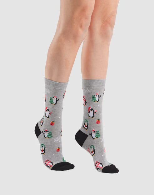 Bamboozled Christmas Penguins Women's Bamboo Socks BBS23