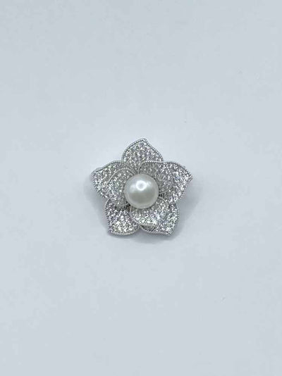 Some Diamante Flower with Pearl Brooch 148