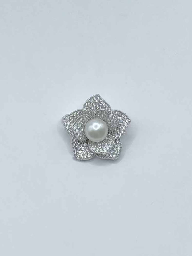 Some Diamante Flower with Pearl Brooch 148