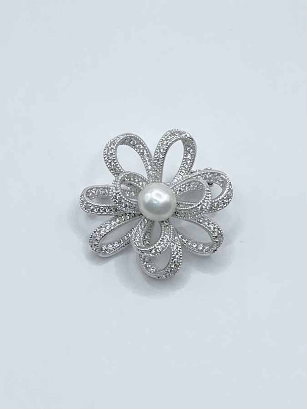 Some Loopy Diamante Flower Brooch 150