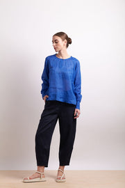 Neris Pin Tuck Blouse 2825 in Marina Blue