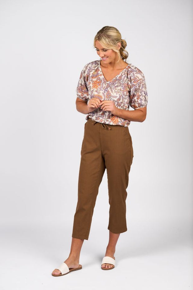 Vassalli 5791A 7/8 Length Slim Leg Elastic Waist Pants